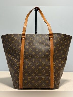 Louis Vuitton Vintage Sac Shopping Tote Monogram Canvas Leather